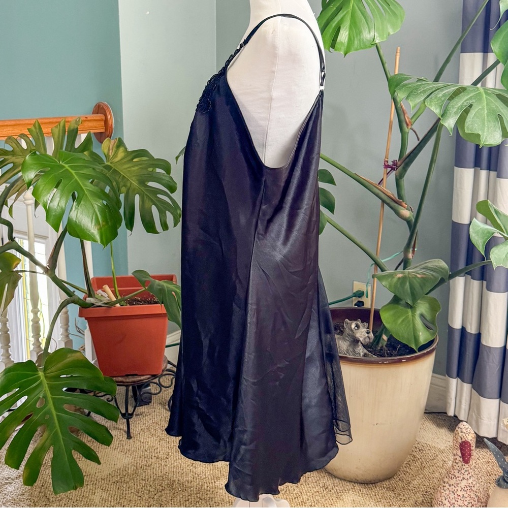 Elegant Black Lace Trim Nightgown Intimate Attitudes Vintage Retro - Picture 4 of 9